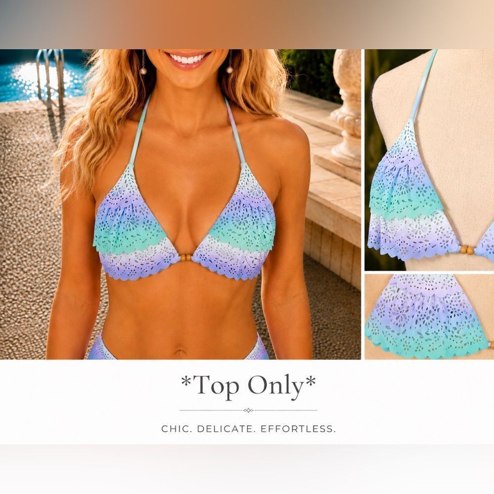 Victoria’s Secret Sz L Ombré Wood Beads Bikini Top